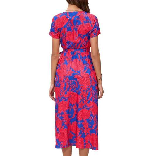 Beautiful Short Sleeved Printed Dress