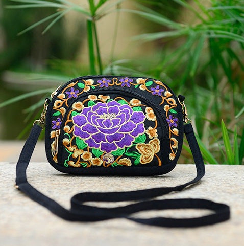 Embroidered Canvas Bag Fashion Ladies Slung