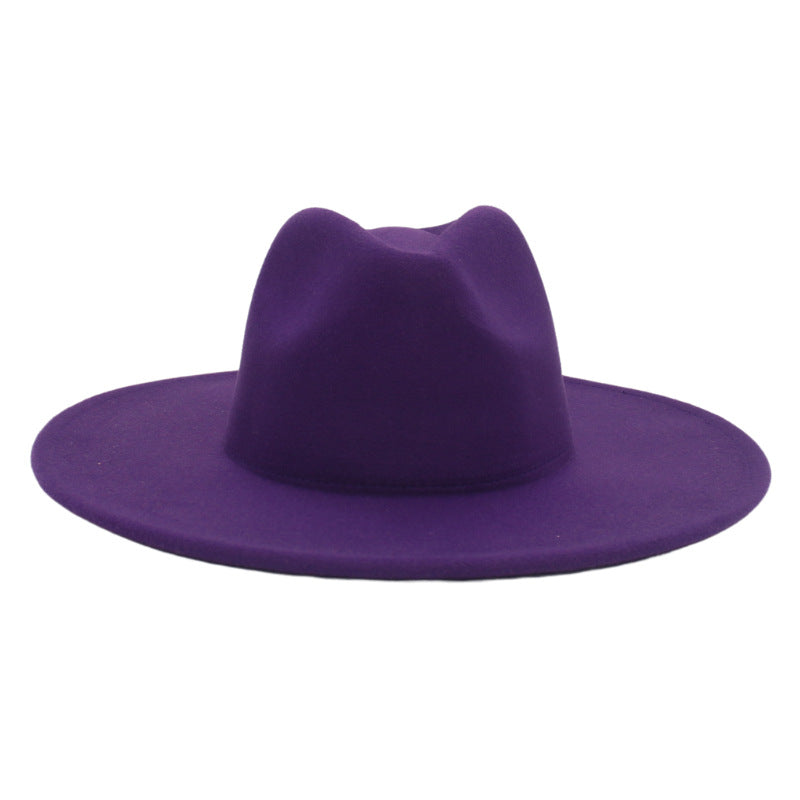 Large Brim Solid Color Cashmere Fashion Felt Jazz French Top Hat