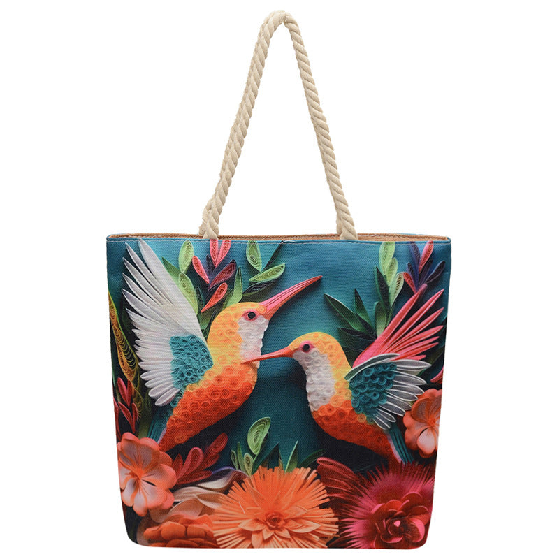 Canvas Fashion Linen Cotton String Shoulder Bag Simple Handbag