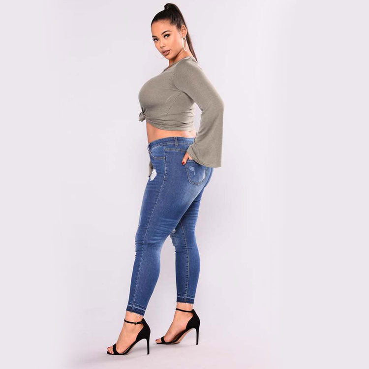 Fertilizer To Increase High Elasticity Ripped Jeans
