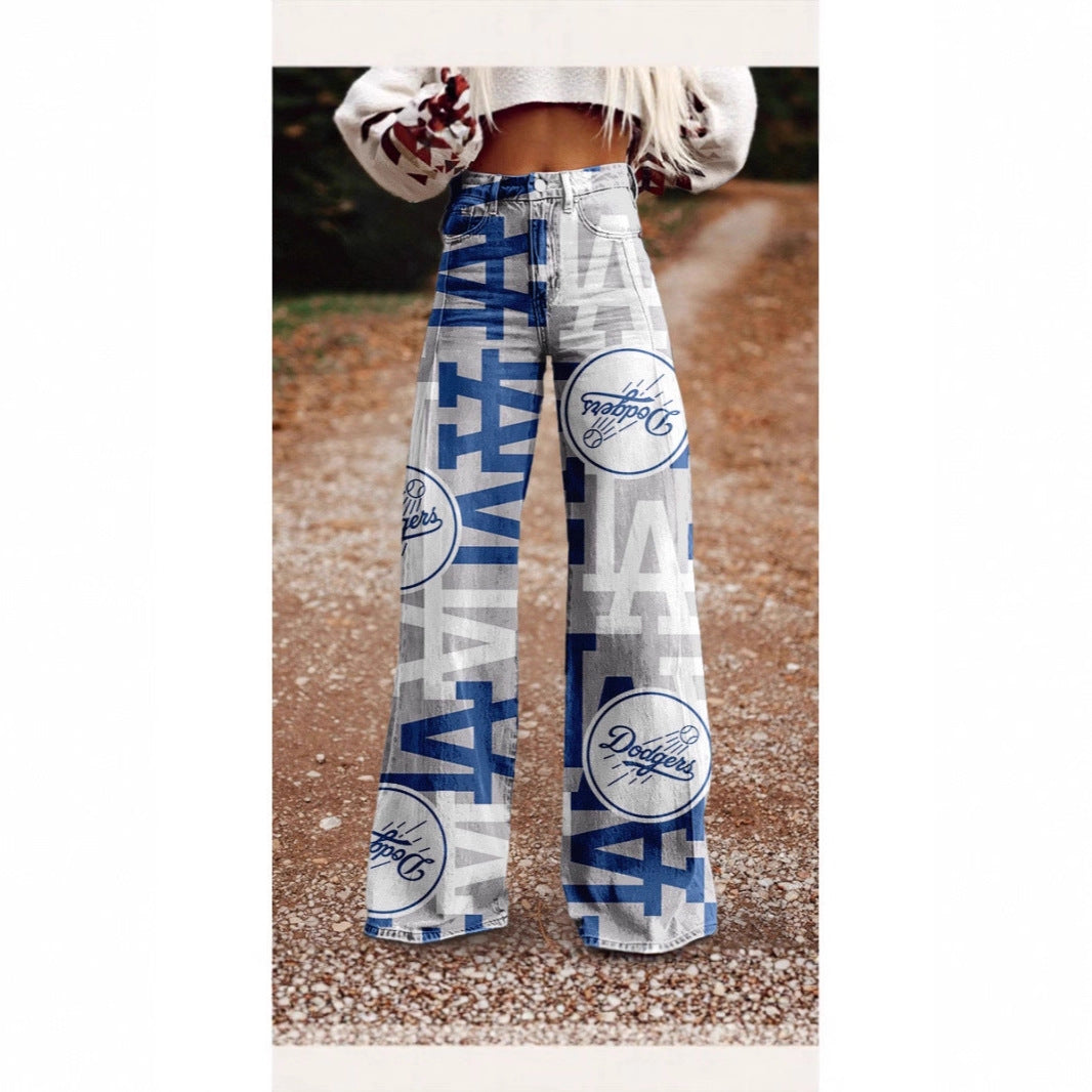 Digital Print Casual Versatile Plus-size Faux Denim Jeans 3D