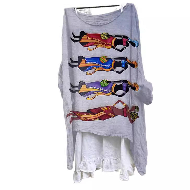 Womens Long-sleeve Casual Printed Pullover Top