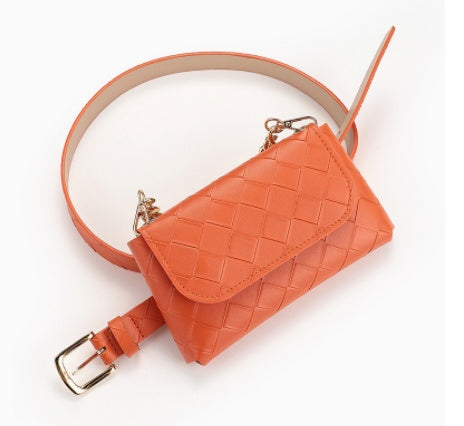 Plaid Leisure Decorative Chain Waist Bag