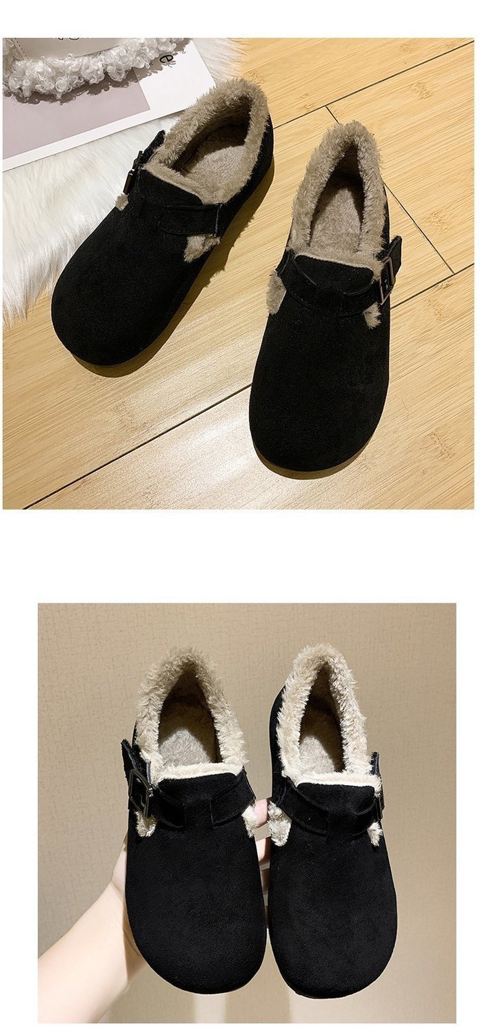 Color Soft Fur And Velvet Cotton Shoes