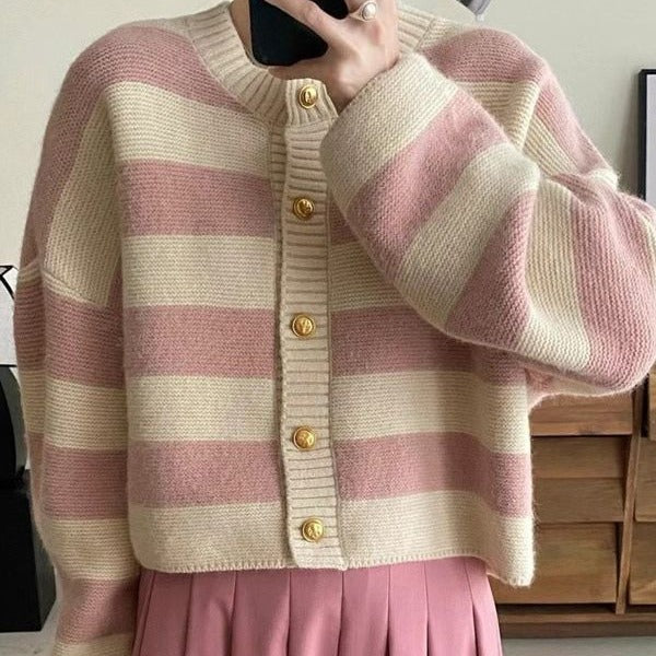Spring And Autumn Stripes Round Neck Sweater Female Niche