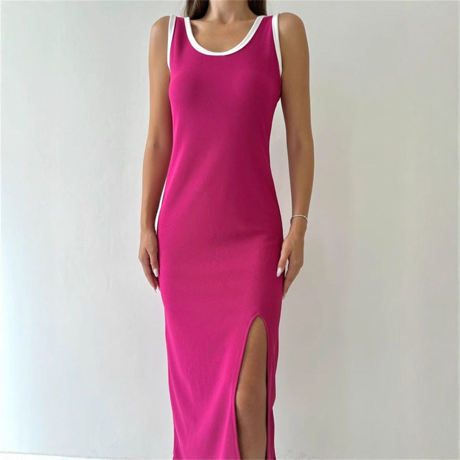 Womens Camisole Dress Mid-Length Split Dress