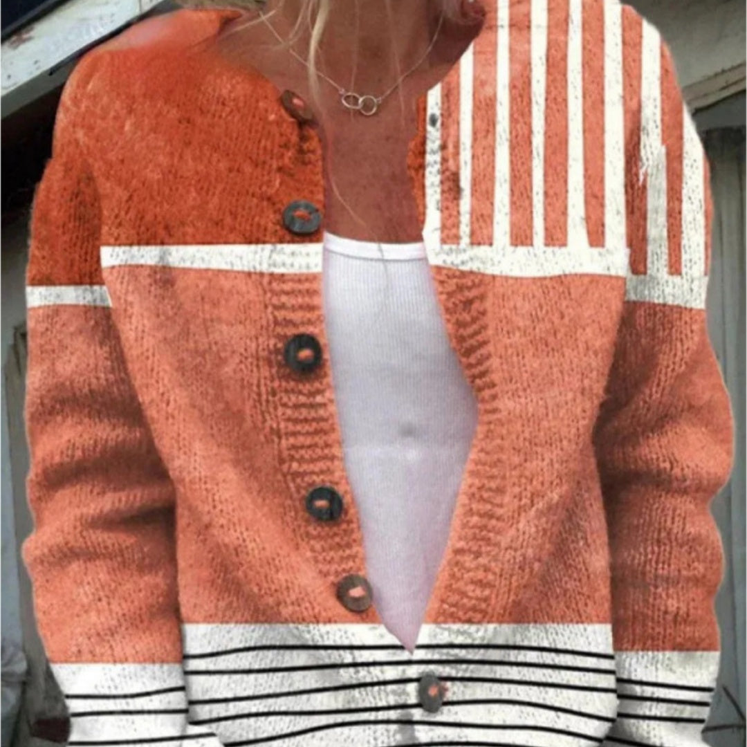 D Digital Printing Cardigan Knitted Coat Women's Early Spring And Autumn Coat