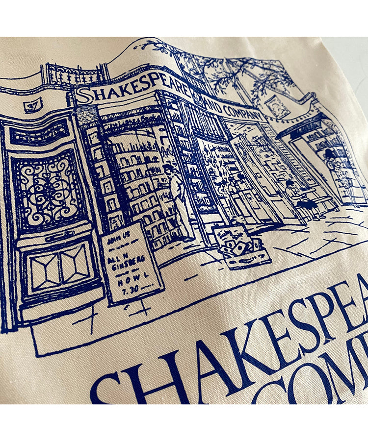 Shakespeare Bookstore Canvas Bag Blue Print