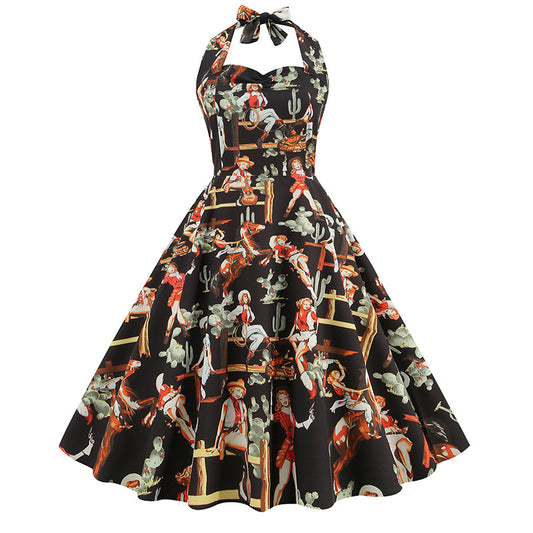 Vintage Style Red Slip Dress Made From Rayon With A Printed Pattern