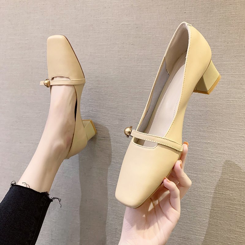 Korean Style Shallow Mouth One Word Buckle Fashion Single Shoes Casual Shoes