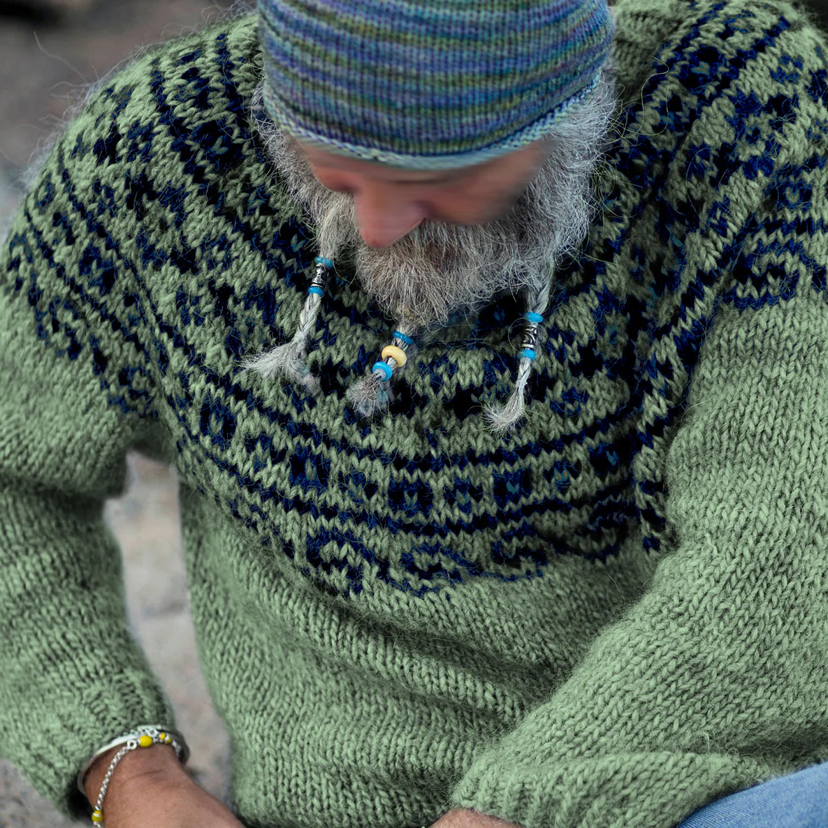 Mens Loose-fitting Long-sleeve Crew-neck Top