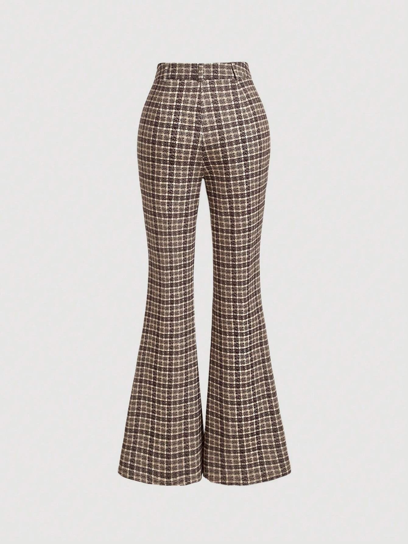 Temperament Commute High Waist All-matching Plaid Striped Retro Trousers