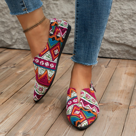 Women's Vintage One Strap Woven Flat Heel Shoes