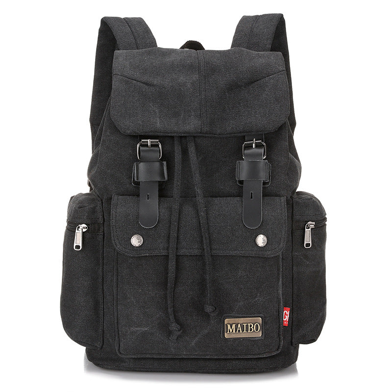 Men And Women Canvas Backpack Large-capacity Bucket