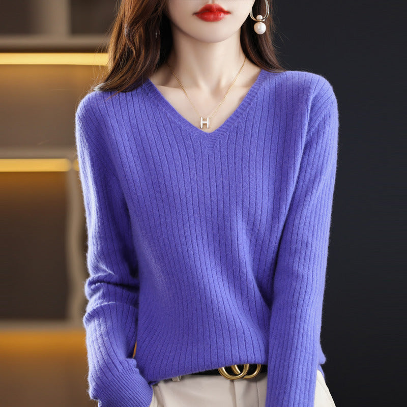 Women's Knitwear V-neck Pullover Base Drawstring Plus Size Short Sweater