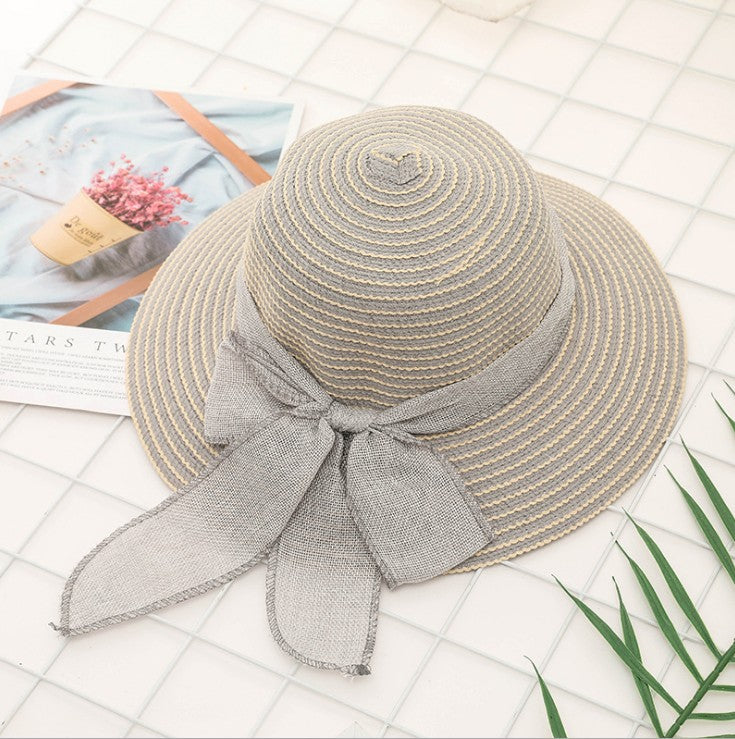 New Seaside Big Brimmed Ladies Straw Hat With Bow