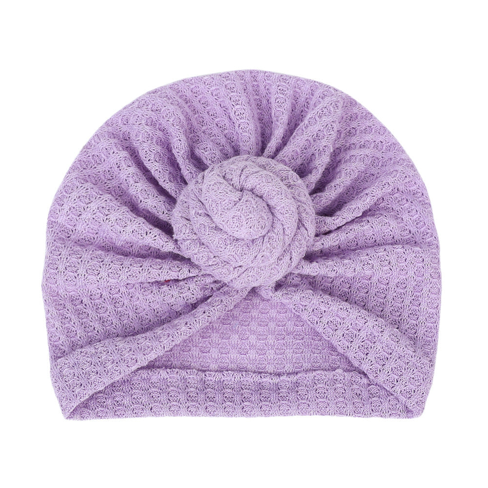 Children's Waffle Solid Color Baby Hat Elastic