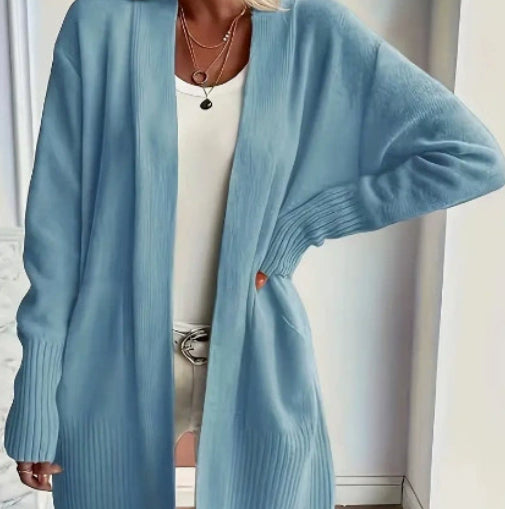 Women's Mid-length Large Pocket Long Sleeve Sweaters Cardigan