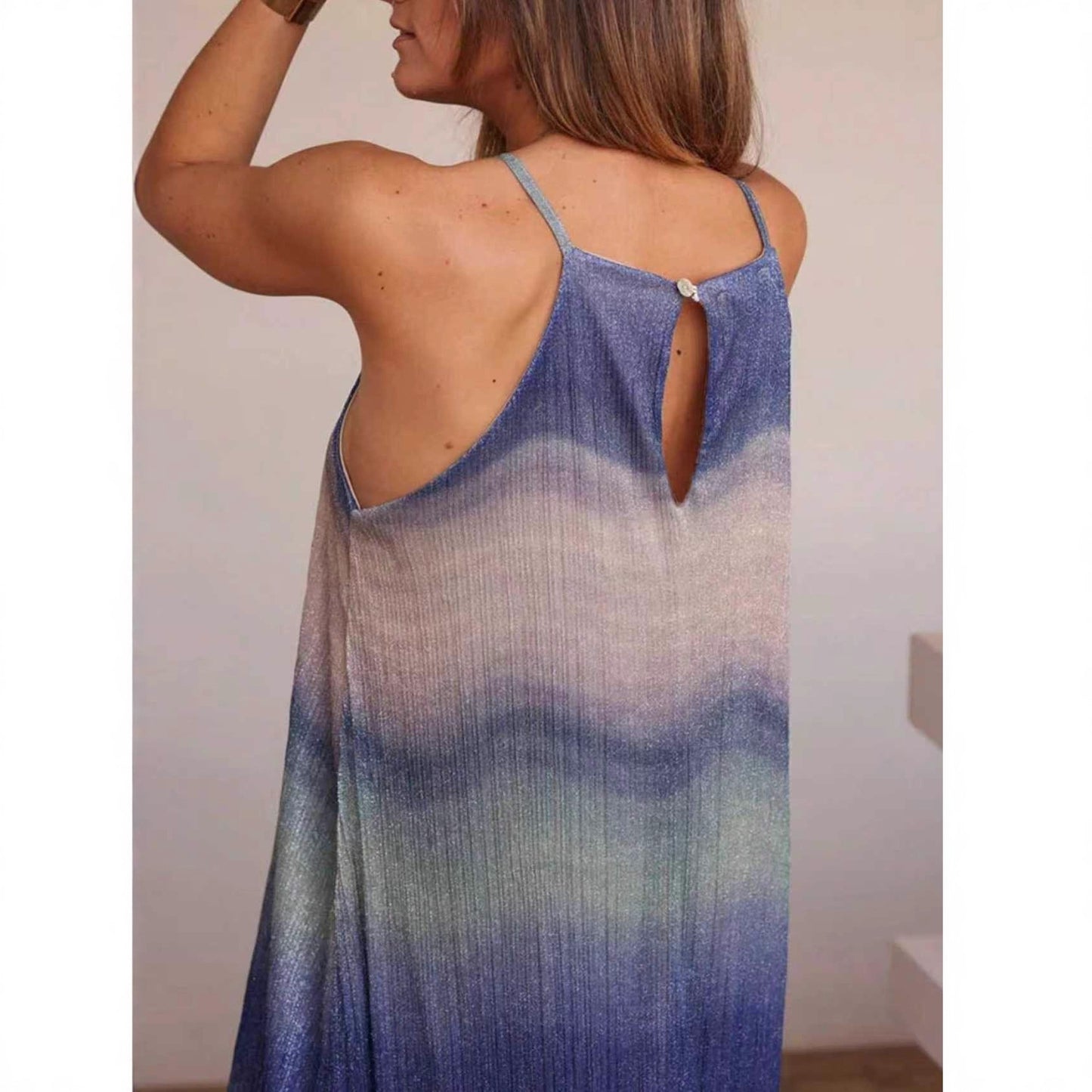 Bohemian Style Women's Strapless Gradient Tie-dye Dress Suitable For Beach And Hawaiian Casual Wear