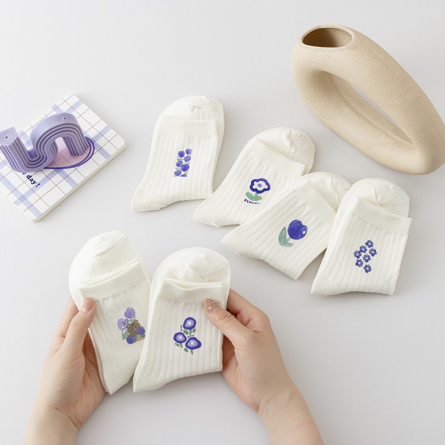 Japanese Sweet Small Flower Tulip Cotton Socks