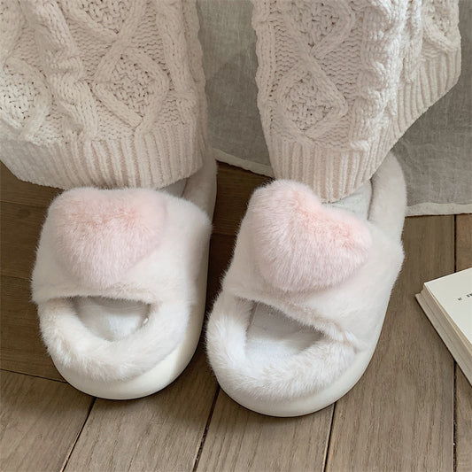 Lovely Three Dimensional Love Cotton Slippers Female