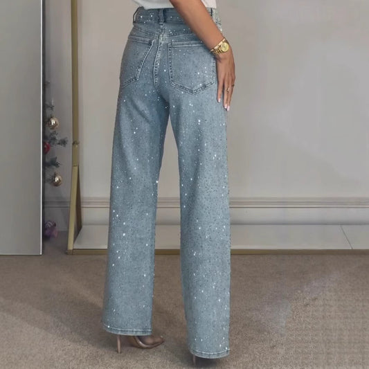 Hot Girl With High Waist Straight Leg Pants