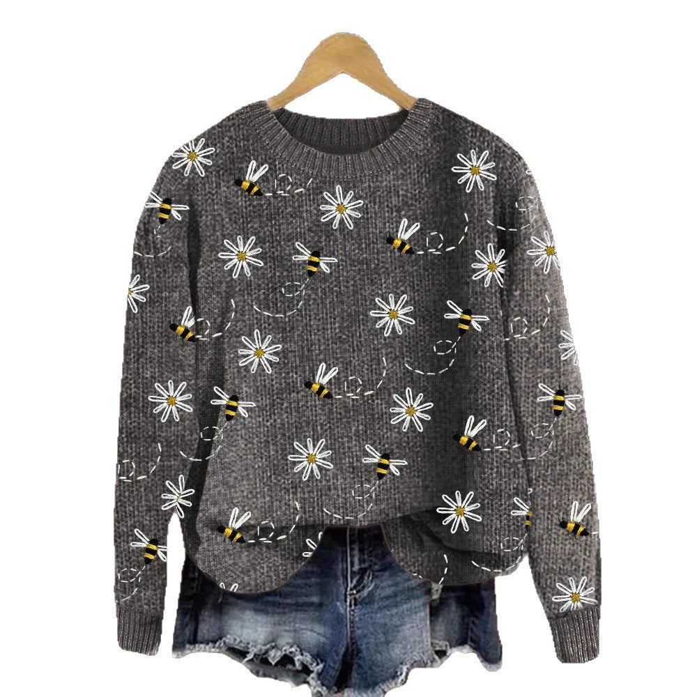3D Digital-Print Crew-Neck Sweater In A Faux-Sweater Style