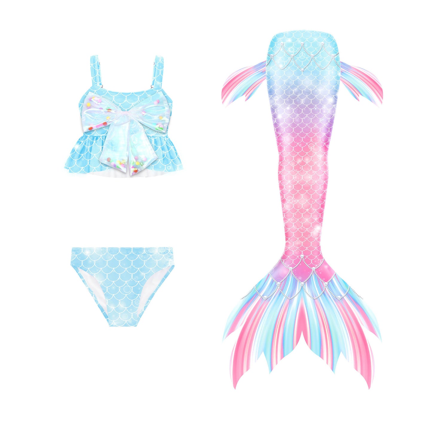Mermaid Swimsuit Mermaid Tail Swimsuit Girls Swimwear Set Kids Onsen Swimsuit
