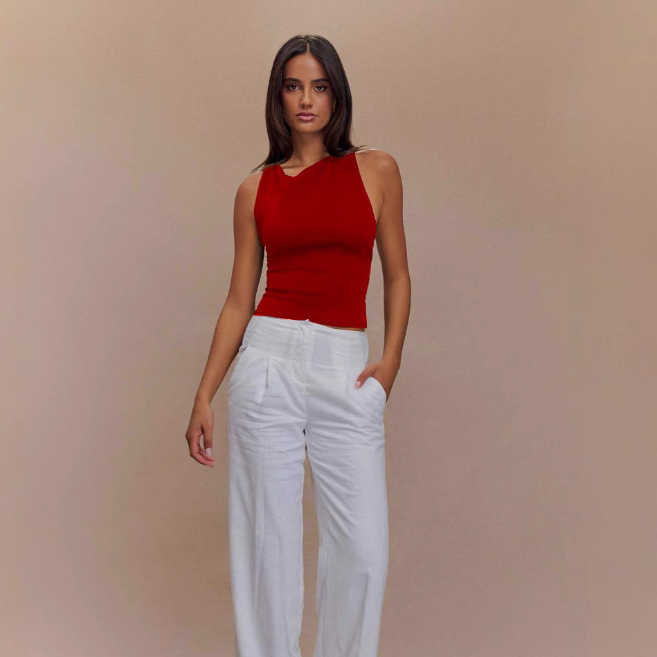 Back-pleated Form-fitting Niche-style Top Or Camisole