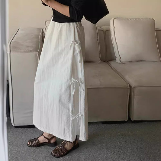 Design Bow Tie Women's All-match Mid-length Split Skirt