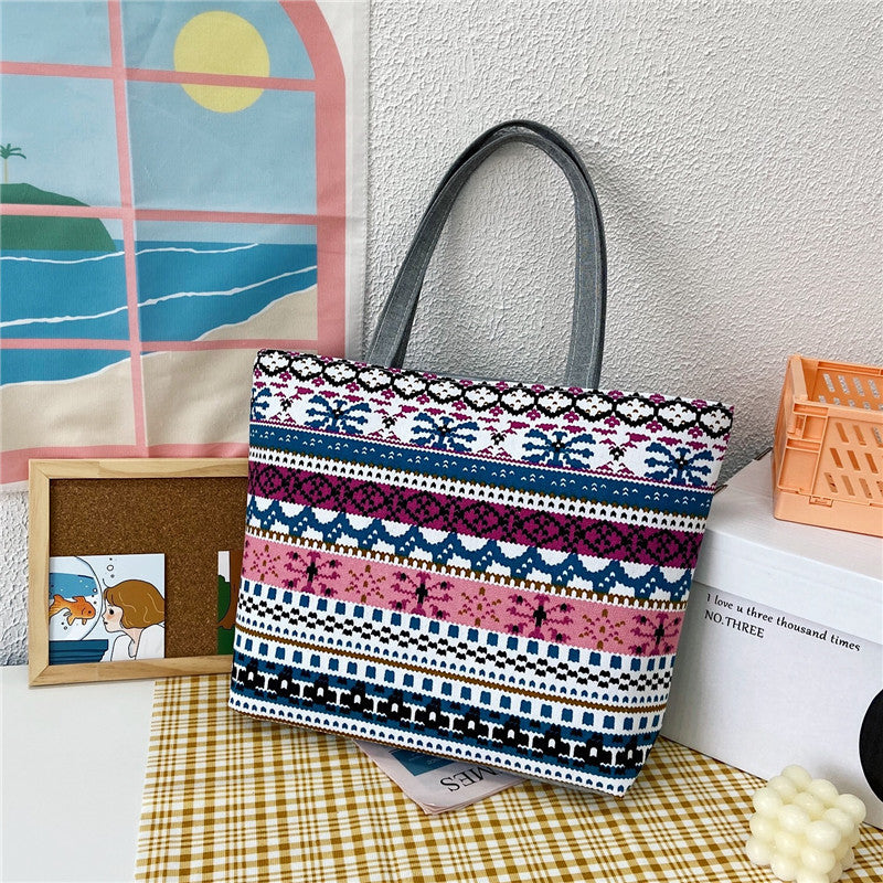 Canvas Large Capacity Ladies Print Tote Bag
