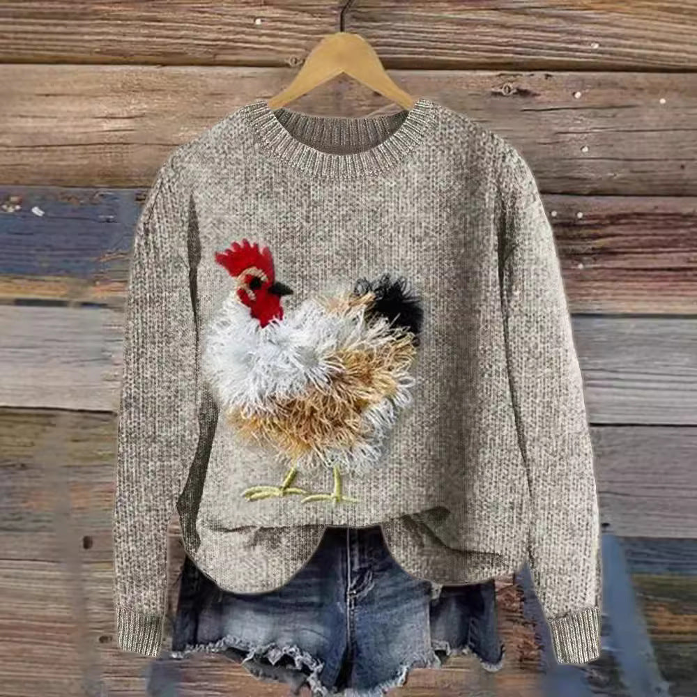 Women's Fashion Round Neck Long Sleeve Sweater