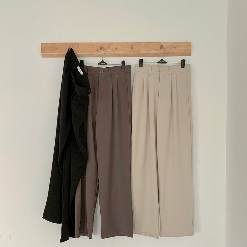 New Loose Straight Wide-leg High Waist Drooping Casual Mopping Texture Pants