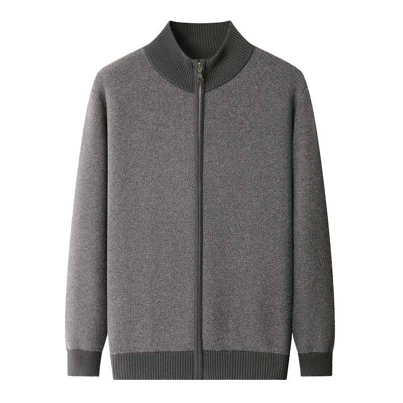 Cashmere Tyk Herre Halv Højhalset Strikket Cardigan med Lynlås
