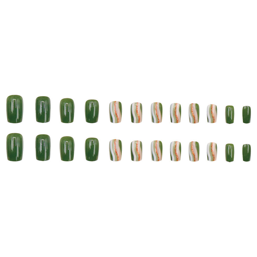 Army Green Corrugated Lines Nail Sticker