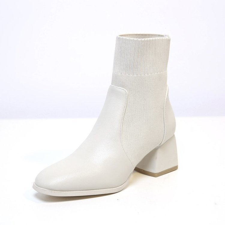 Square-toed Thick-heeled Skinny Boots