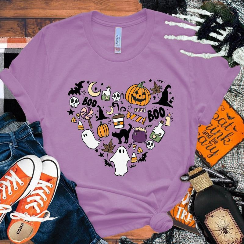 Halloween Boo Græskar Kærlighed T-shirt Mænd Kvinder