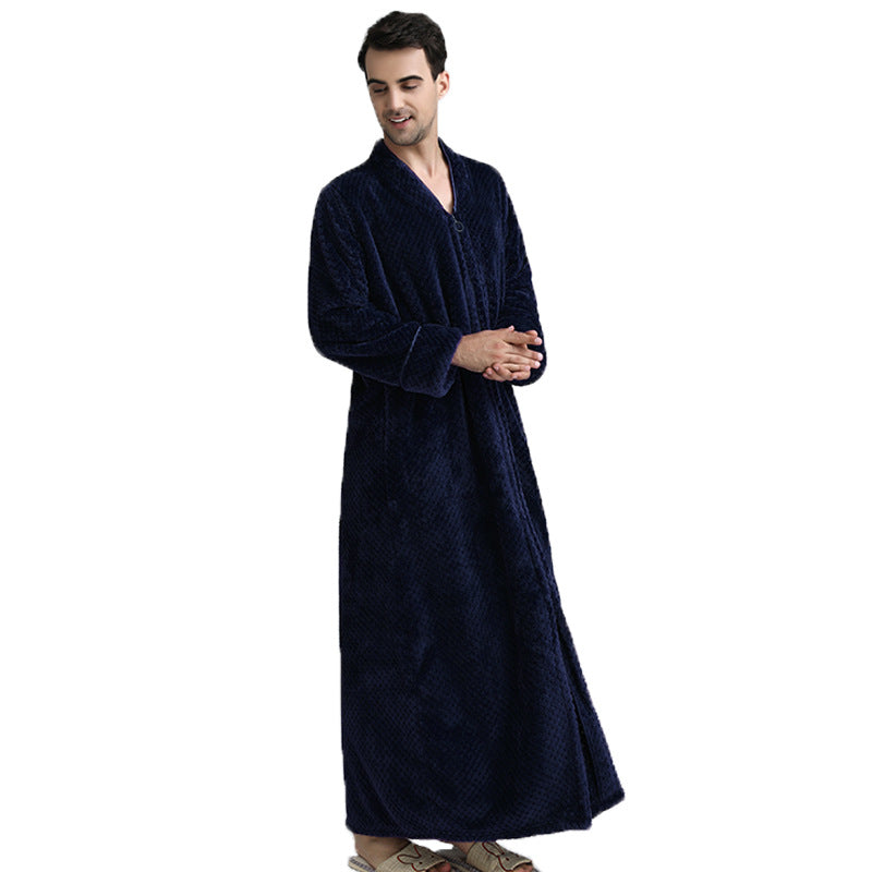 Zipper Long Pineapple Lattice Bathrobe With Fertilizer