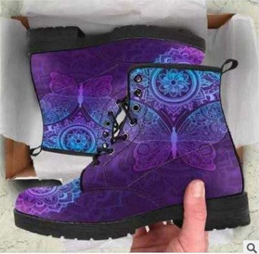 Boots Autumn And Winter Boots Skull And Flower Print Ankle Boots Women's Plus Size