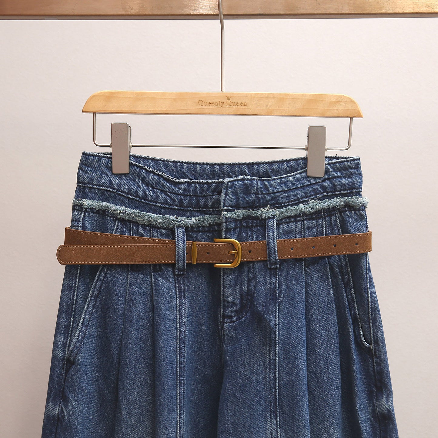 High-waisted A-line Wide-leg Long Jeans