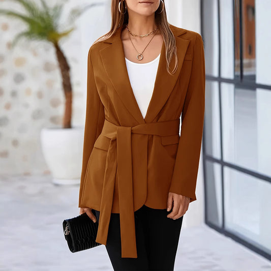 New Stylish Casual Solid-color Lapel Jacket For Women