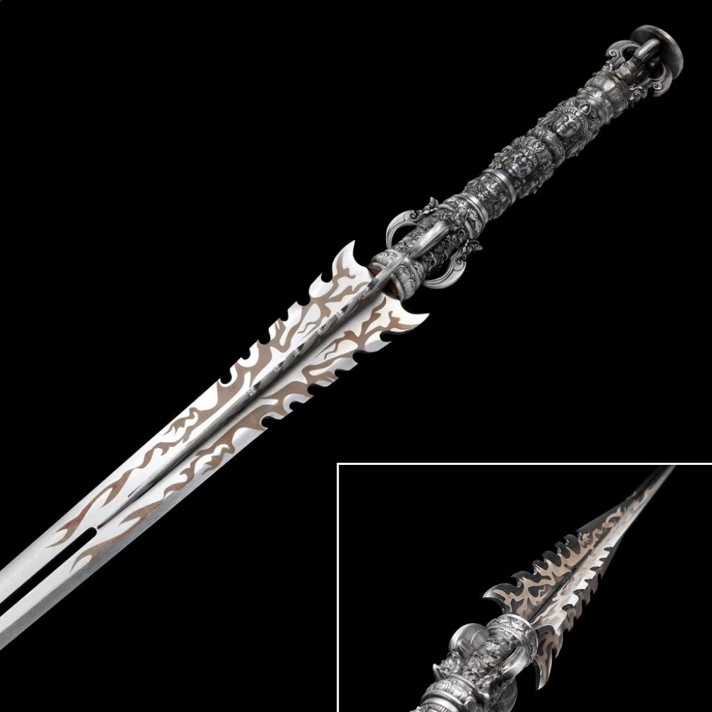 Long Style Han Jian, Demon Subduing Sword, High Manganese Steel Battle Sword Unsharpened Cold Weapon For Self-Defense,  Decoration