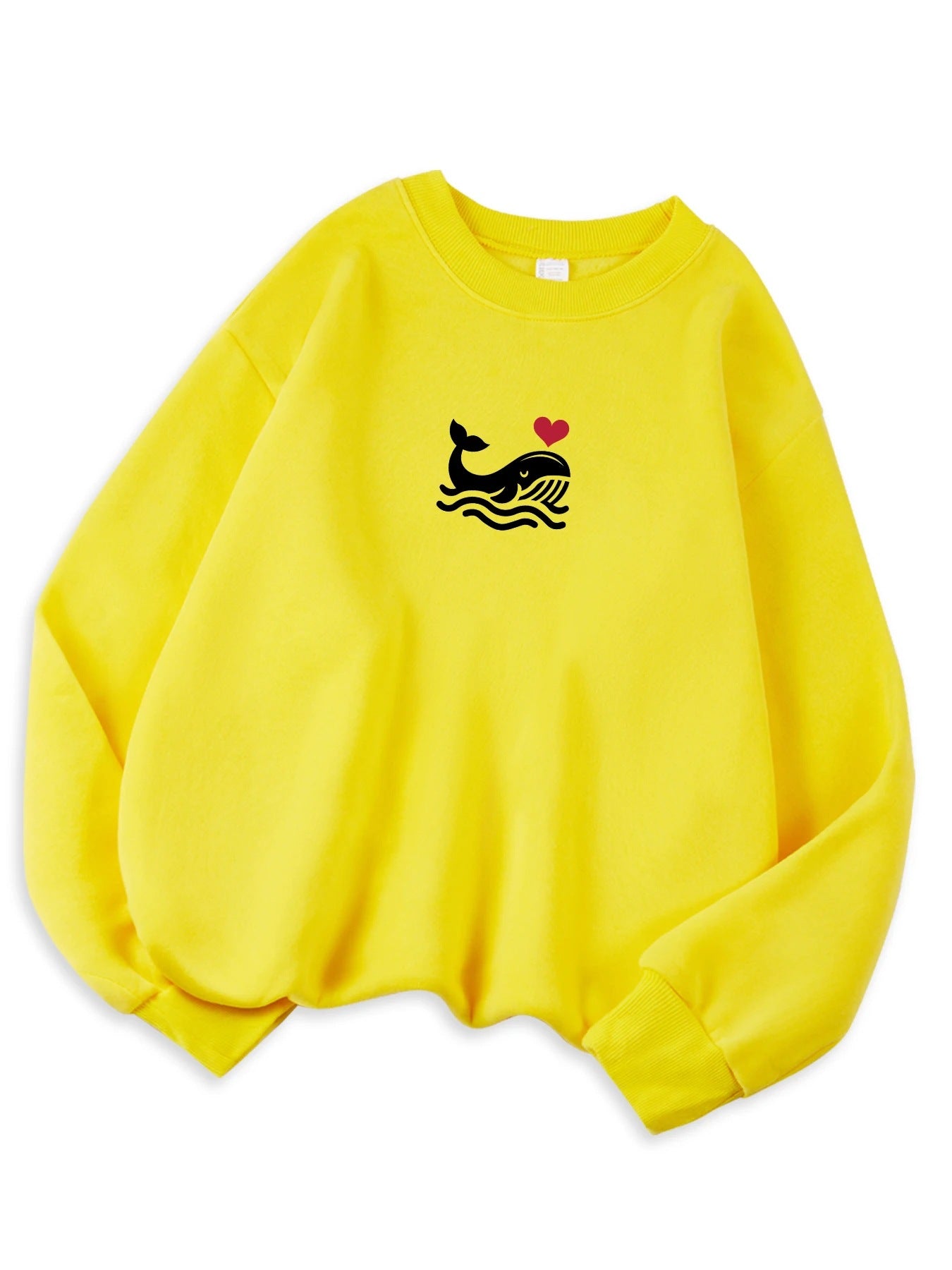 Afslappet sweatshirt til kvinder med print, hyggelig hættetrøje til efteråret, blød uldblanding
