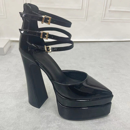 Women's Fashion Pointed Patent Leather High Heels