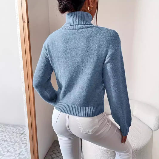 Autumn And Winter New High Neck Twist Woven Jacket