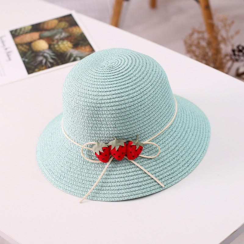 Three Strawberry Suit Children's Summer New Straw Hat