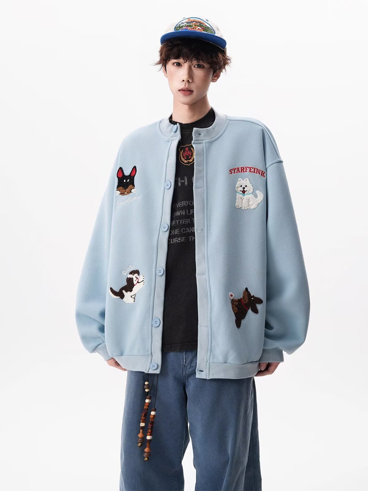 Men's Loose Casual Crew-Neck Couple Jacket Top