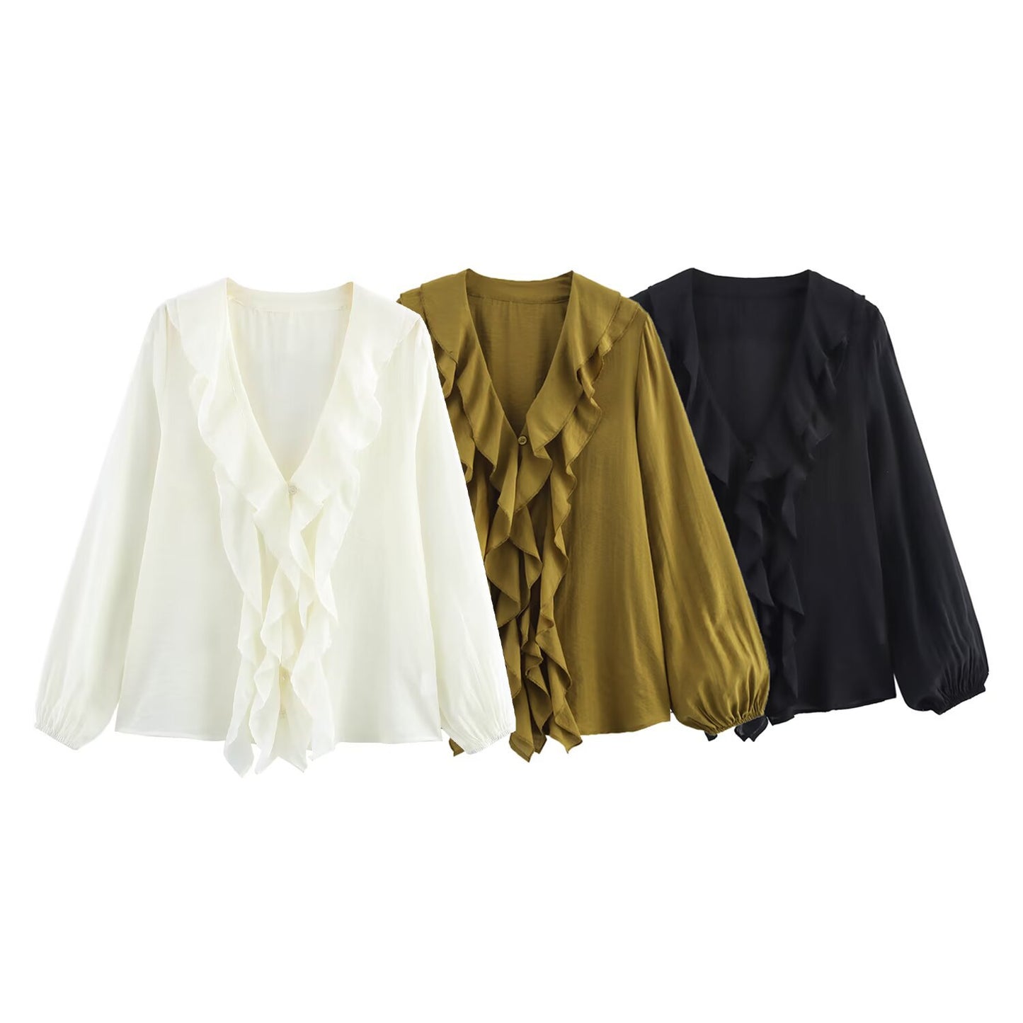 Summer Laminated Decoration Long Sleeve Shirt Top