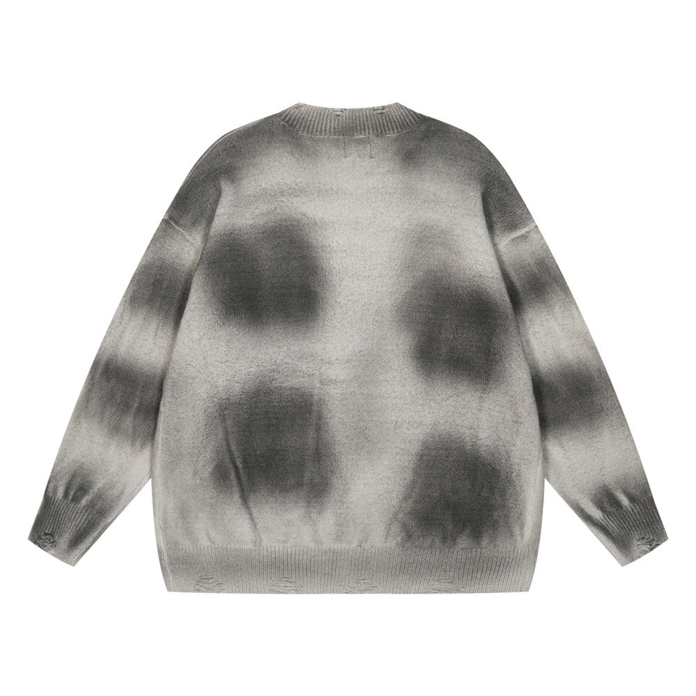 Tie-dyed Distressed Cardigan Sweater For Men